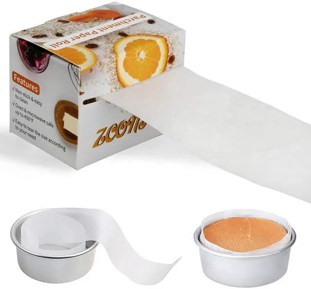 Main image of Non-stick Cake Pan Side Liner - Parchment Paper Strips for Cake Pan Circles, Bakeware Sheet Tray, Springform Pan, 2.75in x 164ft Pre-cut Baking Paper Roll, Oven & Microwave Safe