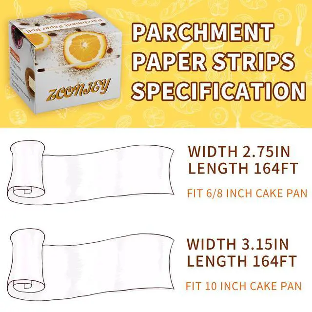 Alt view image 5 of 7 - Non-stick Cake Pan Side Liner - Parchment Paper Strips for Cake Pan Circles, Bakeware Sheet Tray, Springform Pan, 2.75in x 164ft Pre-cut Baking Paper Roll, Oven & Microwave Safe