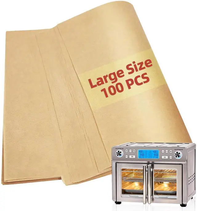 Main image of Air Fryer Paper Liners for Emeril Lagasse Dual Zone 360 Air Fryer Oven Combo with French Door, 100 PCS Large Size Parchment Paper Square Airfryer Liner Baking Sheets for Emeril Lagasse 360 Toster Oven