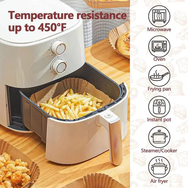 Alt view image 4 of 5 - 9 Inch Air Fryer Liners Disposable, 125 Pack Parchment Paper Sheets for Air Fryer Basket, Non-Stick, Disposable, Unbleached, Heat Resistant, Fits 5-8 QT Air Fryers, Oil-Free & Healthy Cooking