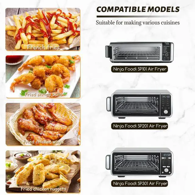 Alt view image 2 of 6 - inch Air Fryer Parchment Paper Squares, 100 Sheets Unbleached Pre-Cut Baking Disposable Paper Liner for Ninja Foodi Flip SP101/SP201/SP301/SP351, Cuisinart Toaster Oven, Microwave
