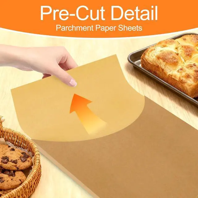 Alt view image 4 of 7 - 400 Pack Parchment Paper Sheets, 12 x 16 Inch No-Stick Pre-Cut Baking Paper Sheets, Half Sheet Parchment Paper for Cooking, Grilling, Steaming, Oven, Air Fryer, Microwave