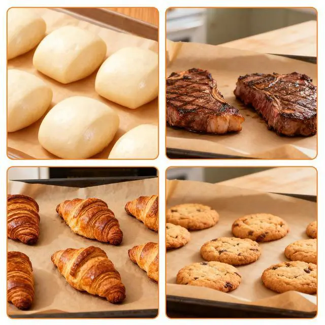 Alt view image 7 of 7 - 400 Pack Parchment Paper Sheets, 12 x 16 Inch No-Stick Pre-Cut Baking Paper Sheets, Half Sheet Parchment Paper for Cooking, Grilling, Steaming, Oven, Air Fryer, Microwave