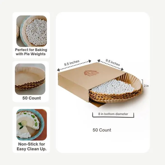 Alt view image 2 of 6 - Parchment Paper for Pie Weights and Pans, Plastic Free Packaging, Pre Formed fit 8,9,10 Inch Dish, Natural Unbleached Food Grade Non-Stick Liners, High Heat Safe, Designed in USA, 50 Sheets