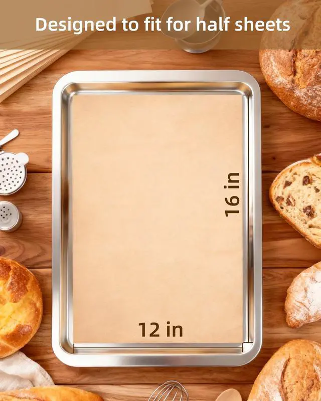Alt view image 2 of 7 - 220 Count Precut Parchment Paper Baking Sheets, 12 x 16 Inch Non-Stick Unbleached Heat Resistant Half Sheet Pan Liners for Baking, Oven, Air Fryer, Grilling & Steaming