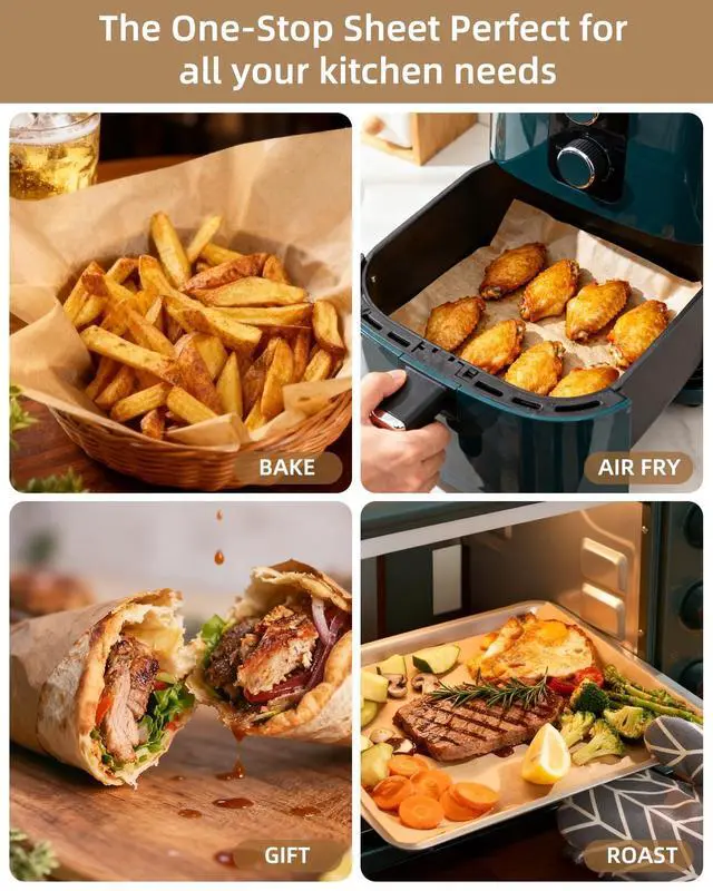 Alt view image 7 of 7 - 220 Count Precut Parchment Paper Baking Sheets, 12 x 16 Inch Non-Stick Unbleached Heat Resistant Half Sheet Pan Liners for Baking, Oven, Air Fryer, Grilling & Steaming