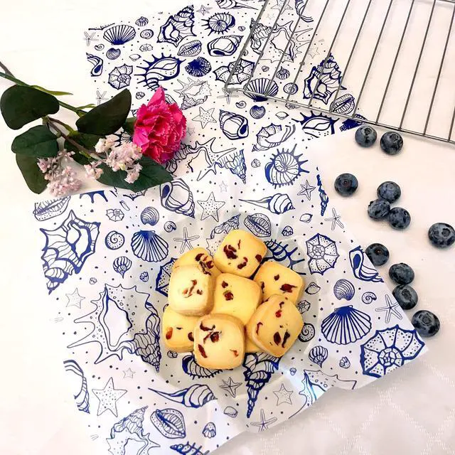 Alt view image 4 of 7 - Sea Shell Patterned Wax Paper Sheets, Food Picnic Paper, Greaseproof Paper,Waterproof Dry Hamburger Paper Liners Wrapping Tissue for Plastic Food Basket