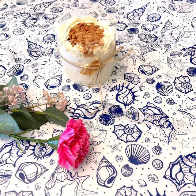 Alt view image 5 of 7 - Sea Shell Patterned Wax Paper Sheets, Food Picnic Paper, Greaseproof Paper,Waterproof Dry Hamburger Paper Liners Wrapping Tissue for Plastic Food Basket