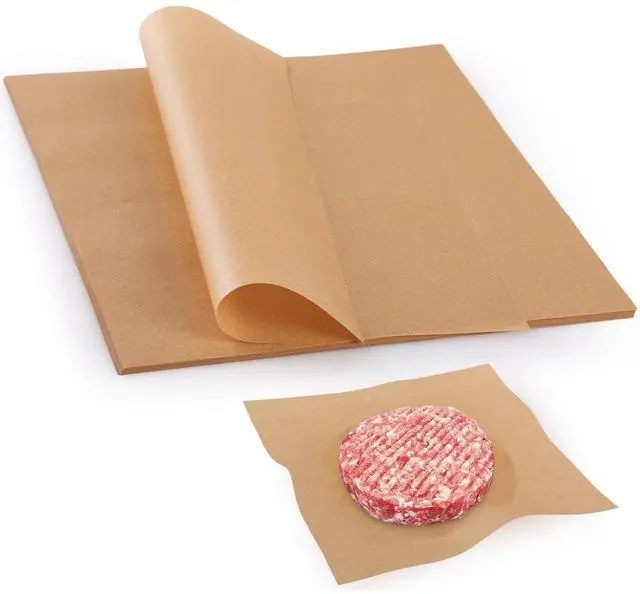 Main image of Unbleached Parchment Paper Sheets for Baking 100 Pcs 8x8 inchNon-Stick Baking Parchment Hamburger Patty Paper Liners for Oven, Bread pan, Cakes pans, Air Fryer Liners Square Brown