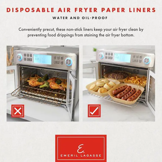 Alt view image 3 of 7 - Lagasse Air Fryer Liners Disposable, Perforated Parchment Paper Air Fryer Liners for Emeril Lagasse Air Fryer Oven & French Door Air Fryer Oven Square 7.87 Inch 200 Count