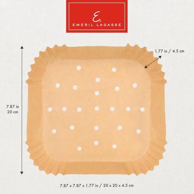 Alt view image 2 of 7 - Lagasse Air Fryer Liners Disposable, Perforated Parchment Paper Air Fryer Liners for Emeril Lagasse Air Fryer Oven & French Door Air Fryer Oven Square 7.87 Inch 200 Count