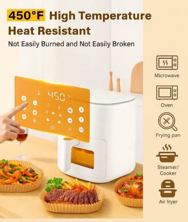 Alt view image 4 of 7 - Air Fryer Liners 130 Pcs, 8 Inch Square Parchment Paper for Air Fryer For 5-8 QT Basket, Disposable Non-Stick Baking Paper Sheets, Oil-Resistant Liners for Air Fryer Basket, Steamer, Microwave, Oven