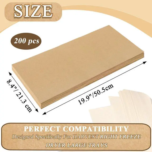 Alt view image 2 of 7 - 200 PCS Freeze Dryer Tray Mats for Harvest Right Freeze Dryer Trays, Non-Stick Baking Mats One-Off Parchment Paper Compatible with Harvest Right Freeze Dryer Trays (Large - 19.9" x 8.4")