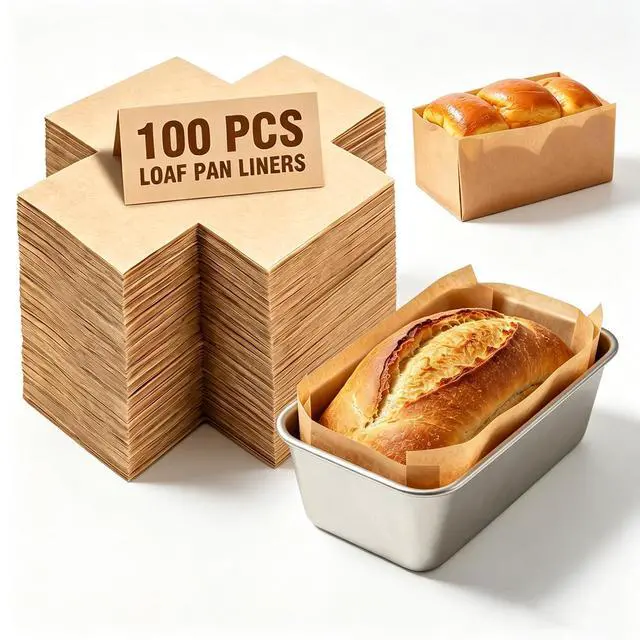 Main image of Mini Loaf Pan Liners, 100 Pcs Unbleached Parchment Paper, Non-Stick Bread Pan Liners for 6x3 / 6.3x2.95 Inch Pans, Pre Cut Parchment Liners for Bread Meatloaf Cakes