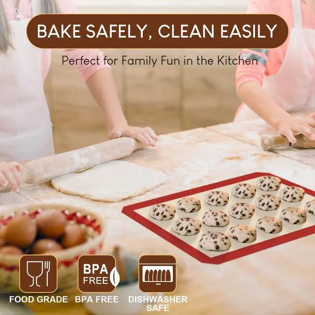 Alt view image 2 of 7 - Silicone Baking Mats 3 Pack Non-Stick Reusable Silicone Baking Sheets for Oven Cookie & Macaron Mats 2 Half Sheet + 1 Quarter Sheet BPA-Free, Dishwasher Safe