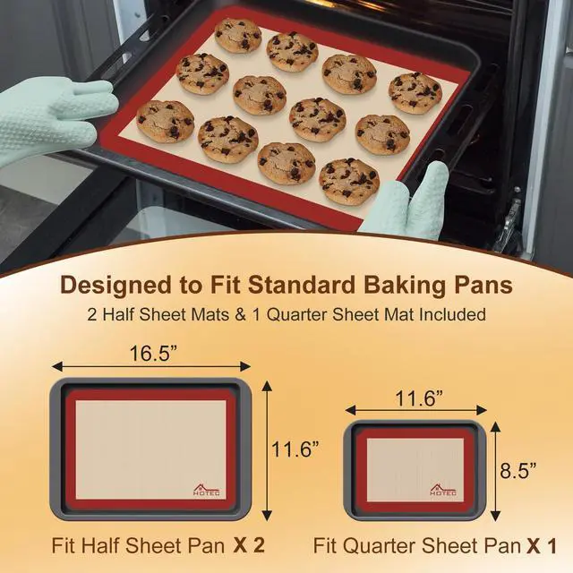 Alt view image 3 of 7 - Silicone Baking Mats 3 Pack Non-Stick Reusable Silicone Baking Sheets for Oven Cookie & Macaron Mats 2 Half Sheet + 1 Quarter Sheet BPA-Free, Dishwasher Safe