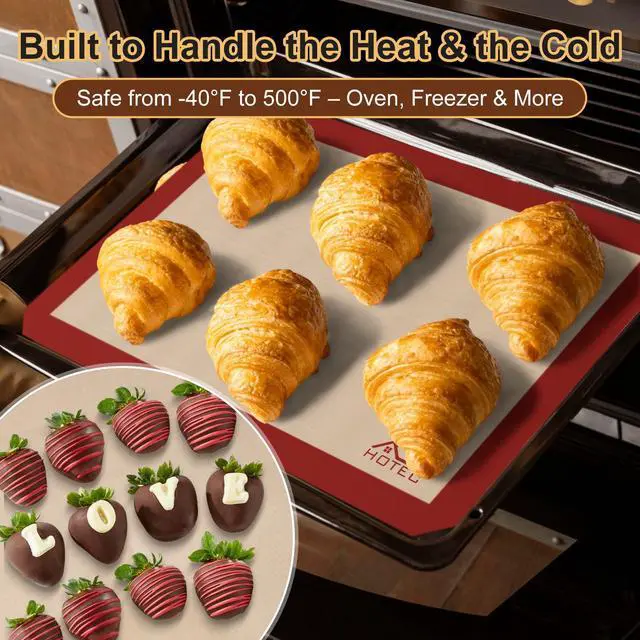 Alt view image 5 of 7 - Silicone Baking Mats 3 Pack Non-Stick Reusable Silicone Baking Sheets for Oven Cookie & Macaron Mats 2 Half Sheet + 1 Quarter Sheet BPA-Free, Dishwasher Safe