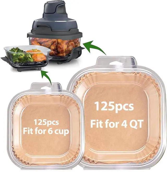 Main image of Air Fryer Liners for Ninja Crispi, Disposable 125 + 125 Pcs Ninja Crispi Accessories for Ninja Crispi 4-in-1 Portable Glass Air Fryer Cooking System, Non-Stick Ninja Crispi Liners Disposable