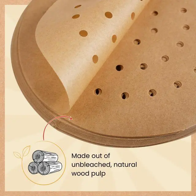 Alt view image 5 of 7 - 9 Steamer Paper, Air Fryer Round Parchment Paper Liners 220pcs Unbleached Bamboo Steamer Liners Easy Cleanup, Will Not Burn or Curl, Non-Toxic & Convenient Packaging by Bakers Signature