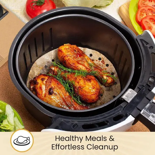 Alt view image 6 of 7 - 9 Steamer Paper, Air Fryer Round Parchment Paper Liners 220pcs Unbleached Bamboo Steamer Liners Easy Cleanup, Will Not Burn or Curl, Non-Toxic & Convenient Packaging by Bakers Signature