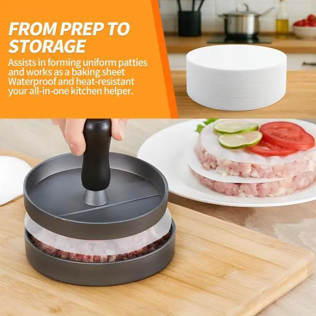 Alt view image 4 of 6 - 200PCS Hamburger Patty Paper, 4.5 Inch Round Non-Stick Patty Paper Sheets,Baking Parchment Rounds for Burger Press,Separating Burger Patty, Cookies and Baking