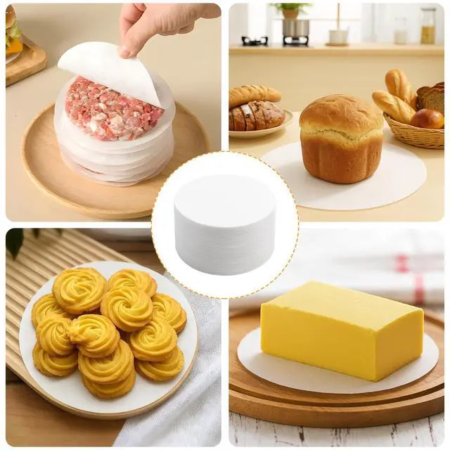 Alt view image 6 of 6 - 200PCS Hamburger Patty Paper, 4.5 Inch Round Non-Stick Patty Paper Sheets,Baking Parchment Rounds for Burger Press,Separating Burger Patty, Cookies and Baking