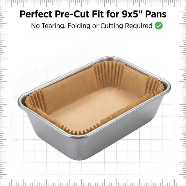Alt view image 3 of 7 - 150 Pcs Loaf Pan Liners 9x5 Inch - Unbleached Parchment Paper for Baking Bread, Meatloaf & Cake - Non-Stick, Pre-Cut Greaseproof Baking Paper Sheets for Standard 2 LB Loaf Pans