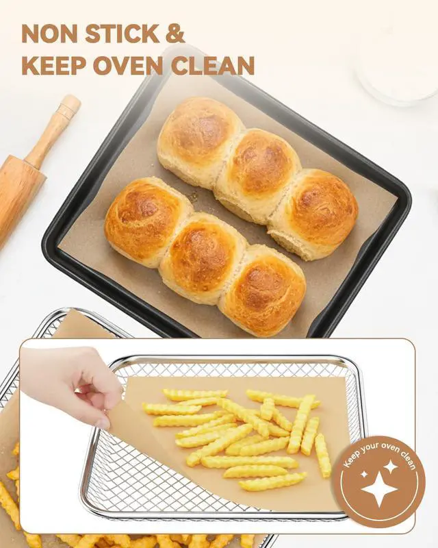 Alt view image 5 of 6 - 125PCs Air Fryer Parchment Paper Liners Compatible with Chefman 12-Quart