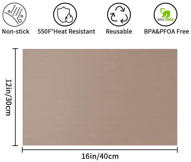 Alt view image 2 of 6 - Teflon Sheets for Heat Press,Non-stick Reusable PTFE Teflon Paper Sheet Roll for Cricut Sublimation Heat Transfer,HTV Iron On,Baking (3 Pack 12x16in)