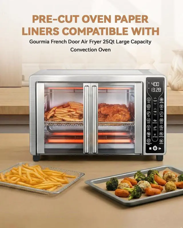 Alt view image 2 of 6 - 135PCs Paper Liners Compatible with Gourmia French Door Air Fryer 25 Qt