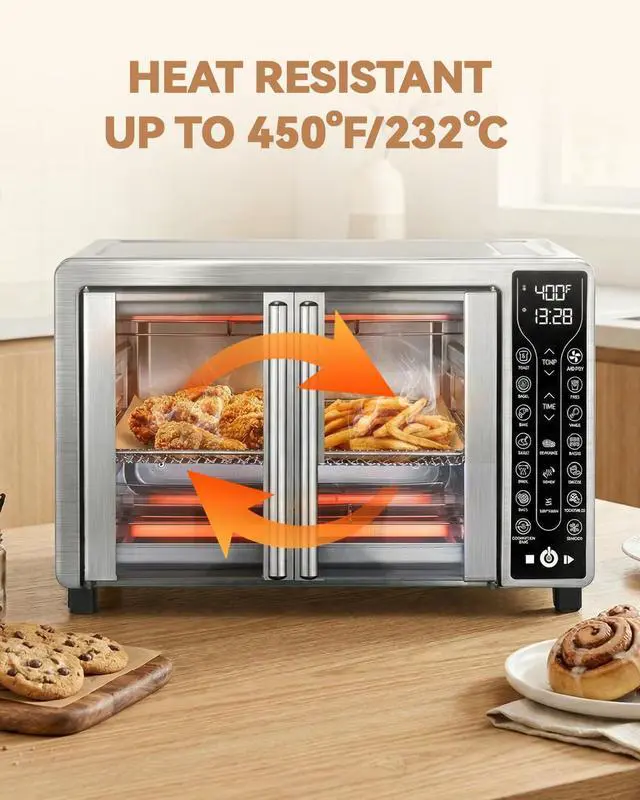 Alt view image 4 of 6 - 135PCs Paper Liners Compatible with Gourmia French Door Air Fryer 25 Qt