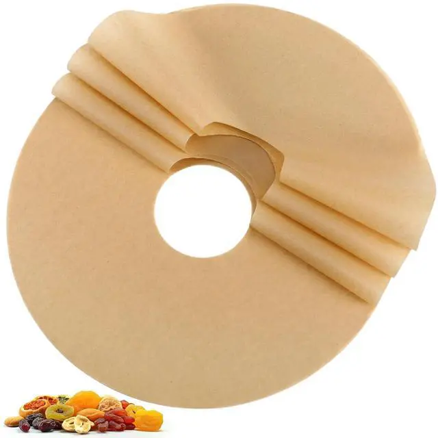 Main image of 200 Pcs 12 Inch Round Parchment Paper with Hole Natural Unbleached Parchment Paper Sheets Non-stick Precut Disposable Silicone Coated Mat Food Drying Fruit Herb Spices