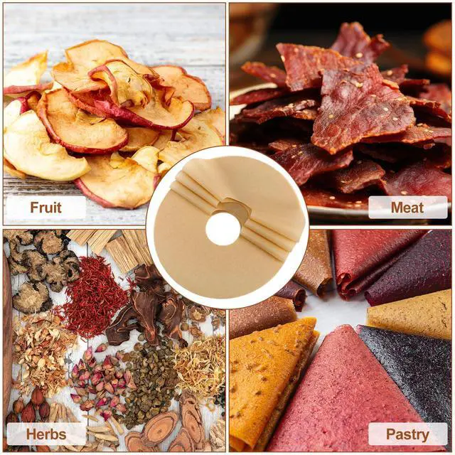 Alt view image 4 of 7 - 200 Pcs 12 Inch Round Parchment Paper with Hole Natural Unbleached Parchment Paper Sheets Non-stick Precut Disposable Silicone Coated Mat Food Drying Fruit Herb Spices