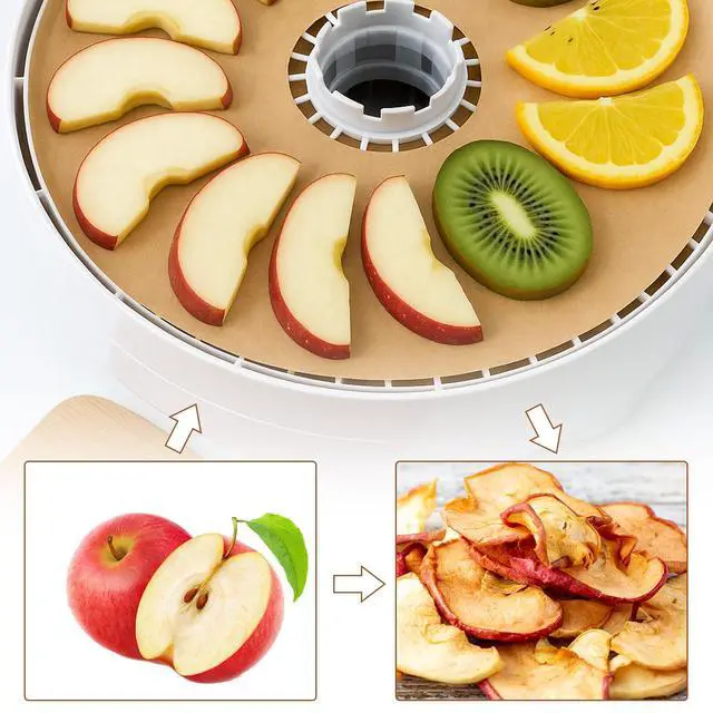 Alt view image 5 of 7 - 200 Pcs 12 Inch Round Parchment Paper with Hole Natural Unbleached Parchment Paper Sheets Non-stick Precut Disposable Silicone Coated Mat Food Drying Fruit Herb Spices