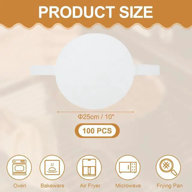 Alt view image 2 of 6 - Inch Round Parchment Paper, Non Stick Circle Baking Sheets Paper Precut Liners with Lift Tabs for Air Fryer Cake Baking Cake Pan (White, Pack of 100)