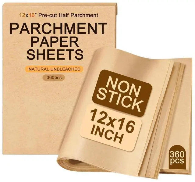 Main image of 360 Pcs Parchment Paper Sheets, Non-Stick, Pre-cut (12x16 Inch)