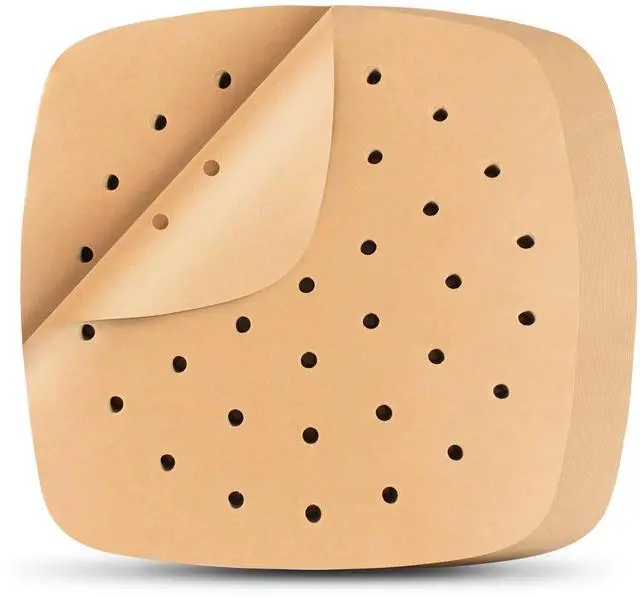 Main image of Air Fryer Liners, 200Pcs Square, 8.5 Inch Perforated Parchment Paper Sheets for Baking, Parchment Paper for Air Fryer and Bamboo Steaming Basket (Unbleached)