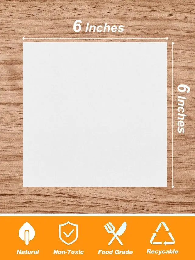 Alt view image 2 of 7 - 6 x 6 Inches Wax Paper for Food, 1000 Pcs Non-Stick Hamburger Patty Paper, Square Sandwich Separators Wrapping Paper, for Lunch, Restaurants, Barbecues, Picnics, Parties, White