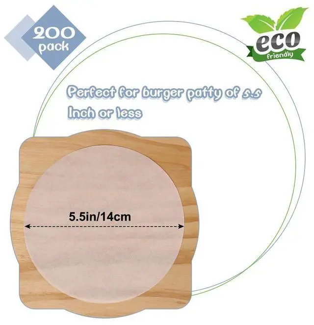 Alt view image 2 of 7 - Hamburger Patty Paper Round 5.5 Inch, Set of 200, Non Stick Patty Paper Sheets for Burger Press, Patty Serperate and Cake Baking(4.5/6/7/8/9/10/12inch Available)