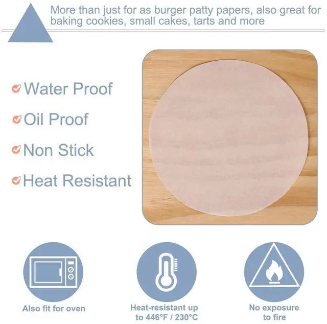 Alt view image 4 of 7 - Hamburger Patty Paper Round 5.5 Inch, Set of 200, Non Stick Patty Paper Sheets for Burger Press, Patty Serperate and Cake Baking(4.5/6/7/8/9/10/12inch Available)