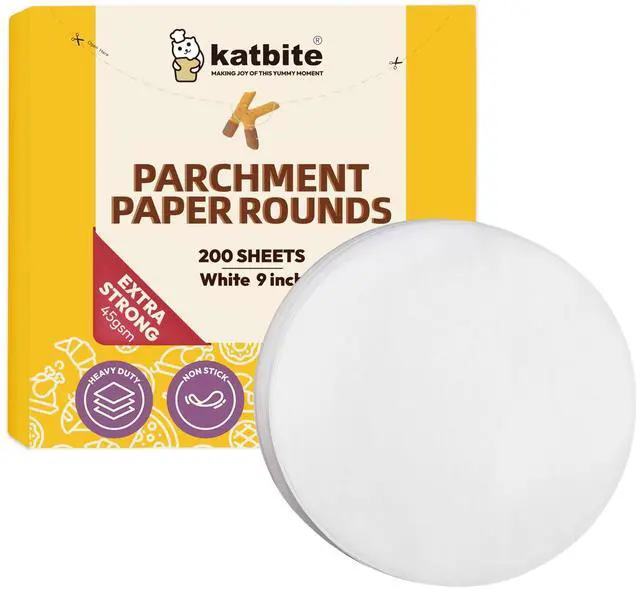 Main image of Inch Parchment Paper Rounds, 200Pcs Cake Parchment Circles, Heavy Duty & Non-stick for Cake Baking, Air Fryer Liners, Tortilla Press