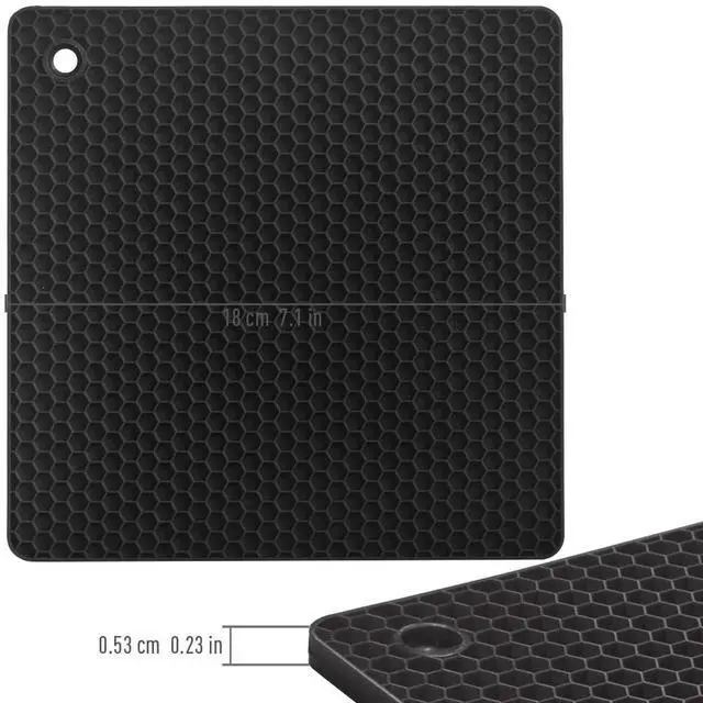 Alt view image 3 of 7 - Silicone Square Trivets Mat, 6 Packs Multipurpose Non Slip Heat Resistant Pot Holder-Black