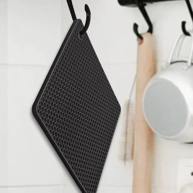 Alt view image 5 of 7 - Silicone Square Trivets Mat, 6 Packs Multipurpose Non Slip Heat Resistant Pot Holder-Black