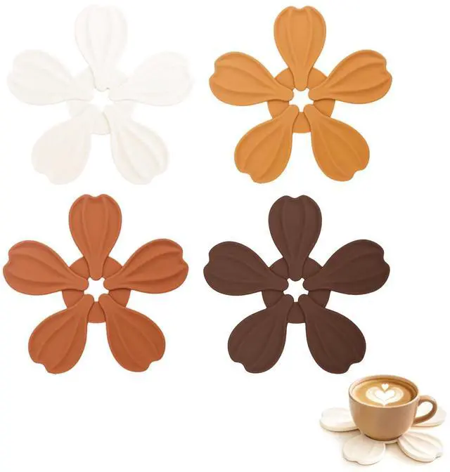 Main image of Silicone Trivet Coasters Set of 4 Pack, Vynusio Trivets for Hot Dishes Pans Pots Heat Resistant Pads, Compatible with Trivets Treet Hot Pot Dish Holders for Kitchen Table Countertop, Fall Color
