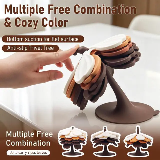 Alt view image 5 of 7 - Silicone Trivet Coasters Set of 4 Pack, Vynusio Trivets for Hot Dishes Pans Pots Heat Resistant Pads, Compatible with Trivets Treet Hot Pot Dish Holders for Kitchen Table Countertop, Fall Color