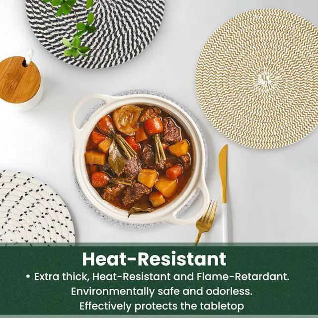 Alt view image 5 of 7 - 8 Inch Trivets for Hot Dishes, Hot Pots and Pans, Thick Heat Resistant Large Coaster for Kitchen, Hot Pads, Kitchen Essentials, Kitchen Decor for Table & Countertop, 6 Pcs