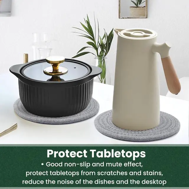 Alt view image 6 of 7 - 8 Inch Trivets for Hot Dishes, Hot Pots and Pans, Thick Heat Resistant Large Coaster for Kitchen, Hot Pads, Kitchen Essentials, Kitchen Decor for Table & Countertop, 6 Pcs