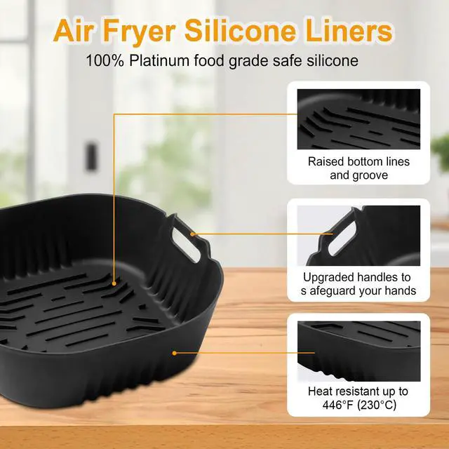Alt view image 6 of 7 - Silicone Heat Resistant Mat for Ninja Crispi,2Pc Silicone Air Fryer Liners for Ninja Crispi 4-QT&6-Cup Container Compatible with FN101GY/FN101SG/FN101ST,Reusable Air Fryer Accessories for Ninja Crispi