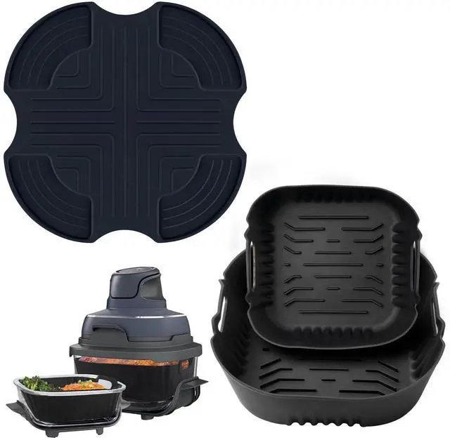 Main image of Silicone Heat Resistant Mat for Ninja Crispi,2Pc Silicone Air Fryer Liners for Ninja Crispi 4-QT&6-Cup Container Compatible with FN101GY/FN101SG/FN101ST,Reusable Air Fryer Accessories for Ninja Crispi