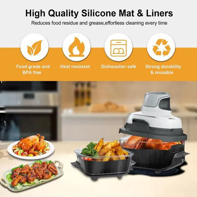 Alt view image 3 of 7 - Silicone Heat Resistant Mat for Ninja Crispi,2Pc Silicone Air Fryer Liners for Ninja Crispi 4-QT&6-Cup Container Compatible with FN101GY/FN101SG/FN101ST,Reusable Air Fryer Accessories for Ninja Crispi